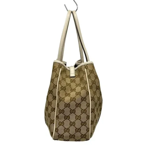 GUCCI GG Twins, GG Pattern Beige Dark Brown White Jacquard Leather -506-060625